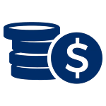 Consulting 4 Blue icon of stacked coins and a dollar symbol on a black background, representing financial themes like savings, currency, and economy-Homebuyer-Wallet-by-Kameron-Kang